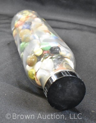 Glass rolling pin - full of mixed marbles - 4