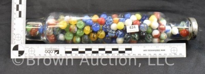 Glass rolling pin - full of mixed marbles - 6