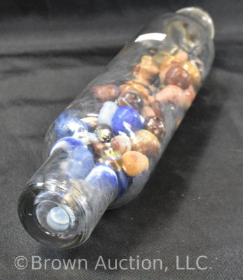 Glass rolling pin - full of mixed marbles - 2