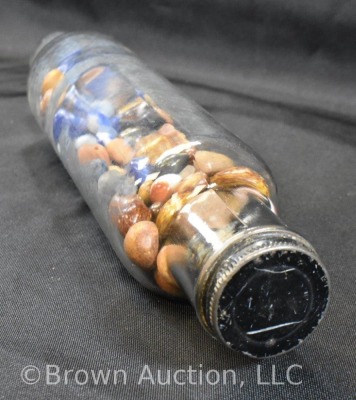 Glass rolling pin - full of mixed marbles - 4