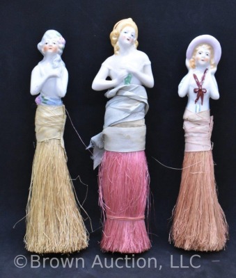 (3) Porcelain half doll whisk brooms - 2