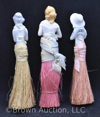 (3) Porcelain half doll whisk brooms - 3