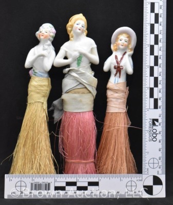 (3) Porcelain half doll whisk brooms - 7