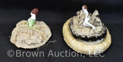 (4) Porcelain half doll pin cushions - 7