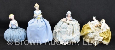 (4) Porcelain half doll pin cushions