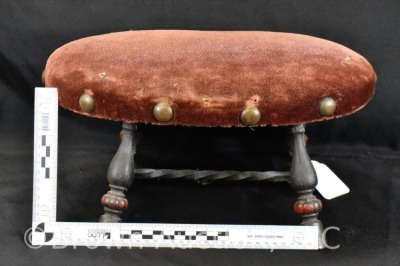 Upholstered foot stool with cast iron base - 4