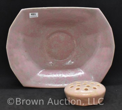 Roseville Tuscany 173-10" bowl and flower frog, pink - 6