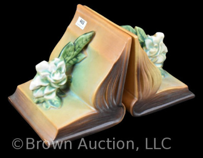 Pair of Roseville Gardenia 659 bookends, tan