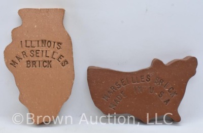 (2) Marseilles Brick tiles - shapes of U.S. and state of Illinois