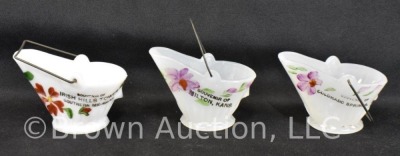 (5) Miniature coat buckets: slag glass, milk glass - 3