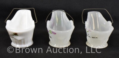 (5) Miniature coat buckets: slag glass, milk glass - 4