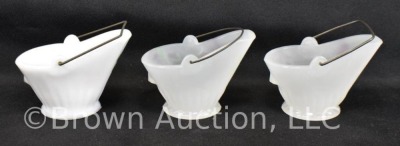 (5) Miniature coat buckets: slag glass, milk glass - 5