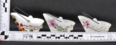 (5) Miniature coat buckets: slag glass, milk glass - 9