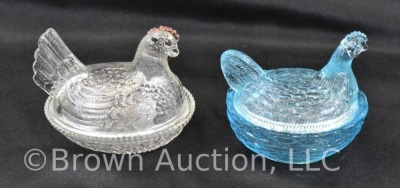 (4) Hen on nest dishes - various colors - 12