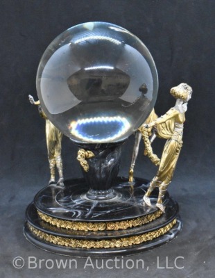 House of Erte LE Crystal Ball Object w/ 3 Art Deco women - 3