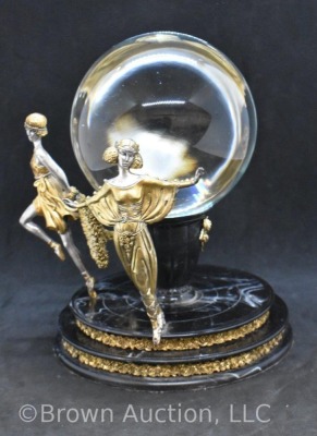 House of Erte LE Crystal Ball Object w/ 3 Art Deco women - 4