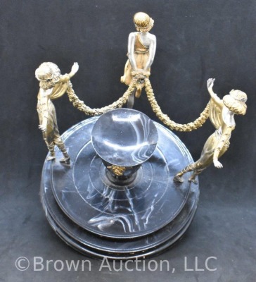 House of Erte LE Crystal Ball Object w/ 3 Art Deco women - 6