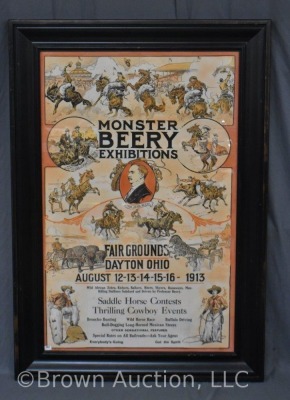 Dated 1913 advertising poster - "Monster Beery Exhibitions", Dayton, OH Fairgrounds