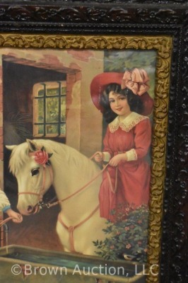 1900 German print of Victorian children w/ pony - 2