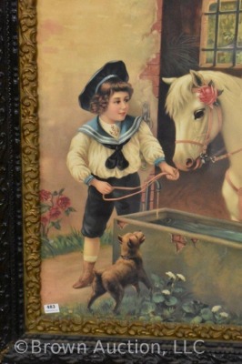 1900 German print of Victorian children w/ pony - 3