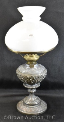 Embossed metal kerosene lamp w/ Kaestner and Toebelmann Erfurt burner - 2