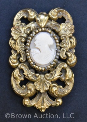 (2) Cameo pcs: clasp and necklace, both w/ ornate framework - 2