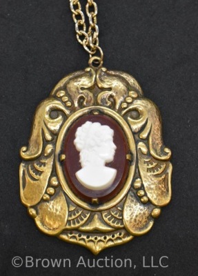 (2) Cameo pcs: clasp and necklace, both w/ ornate framework - 6