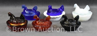 (6) Miniature hen on nests: cobalt, red, black, etc. - 2