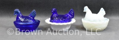 (6) Miniature hen on nests: cobalt, red, black, etc. - 4