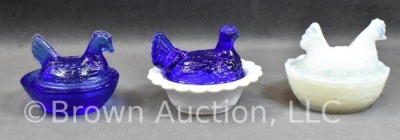 (6) Miniature hen on nests: cobalt, red, black, etc. - 6