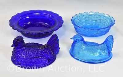 (4) Hen on nest dishes - various colors - 6