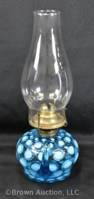 Blue opalescent Coin Dot finger hold kerosene lamp - 2