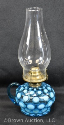 Blue opalescent Coin Dot finger hold kerosene lamp - 3