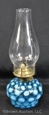 Blue opalescent Coin Dot finger hold kerosene lamp - 4