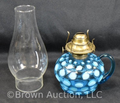 Blue opalescent Coin Dot finger hold kerosene lamp - 5