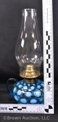 Blue opalescent Coin Dot finger hold kerosene lamp - 8