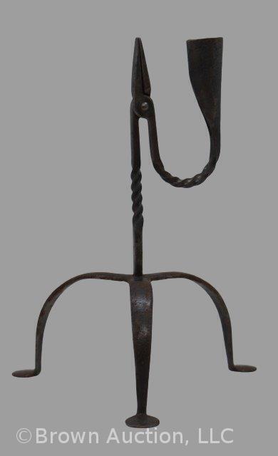 Cast Iron 9.5" rush light, 18th Century