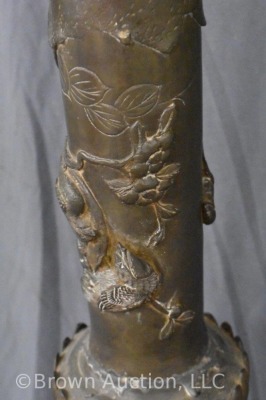 Elec. kerosene metal floor lamp w/ embossed dragon and birds motif - 5