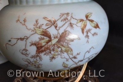 Gone with the Wind lamp, soft blue w/ handpainted fall leaves - 9