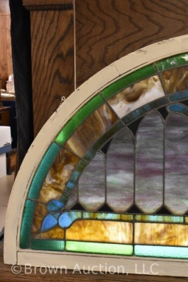 Antique stained glass window w/ arched top - 2