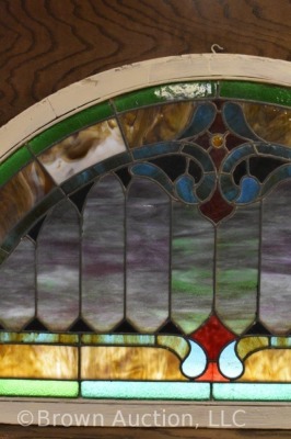 Antique stained glass window w/ arched top - 3