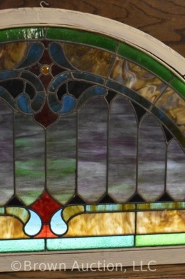 Antique stained glass window w/ arched top - 4