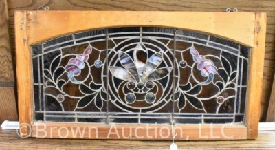 Antique stained glass window w/ arched top - 5