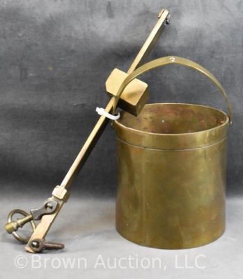 Brass bushel beam grain scale w/ bucket, #5 - 4