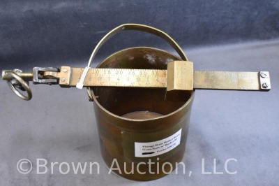 Brass bushel beam grain scale w/ bucket, #5 - 8