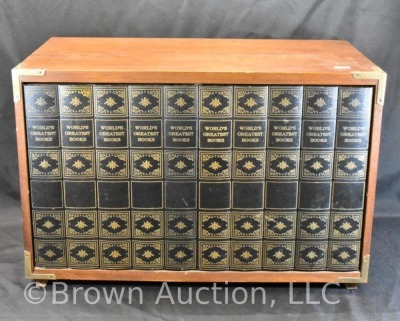 1960's Hidden Library liquor cabinet, faux leather bound books front - 2