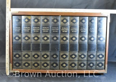 1960's Hidden Library liquor cabinet, faux leather bound books front - 10