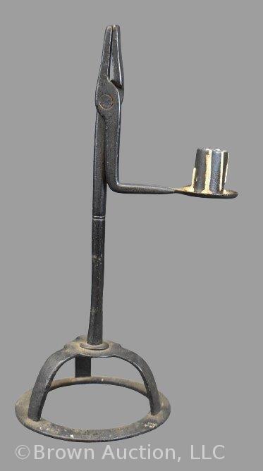 Cast Iron 11.5"h rush light, 18th Century