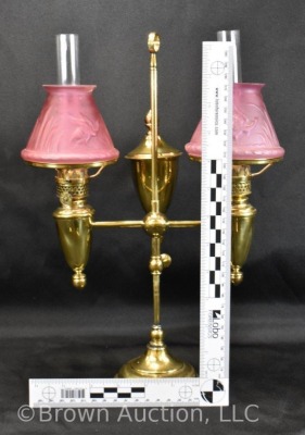 Brass double-arm student lamp, 14" tall - 13