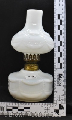 Milk glass embossed beading/ Drape miniature oil lamp - 6